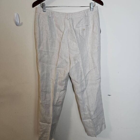 Talbots Irish Linen Cream Natural Tan Pants Suit Size 10/12 - Picture 6 of 8